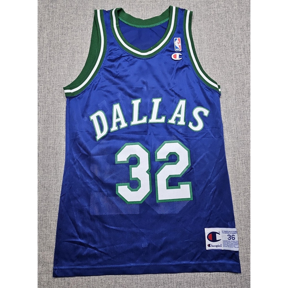 VINTAGE Dallas Mavericks Jersey Mens 36 Blue NBA Basketball Mashburn 32 Champion
